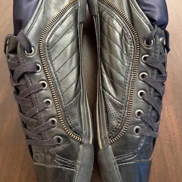 Men's Black Leather Sneakers - Picture 4 of 5